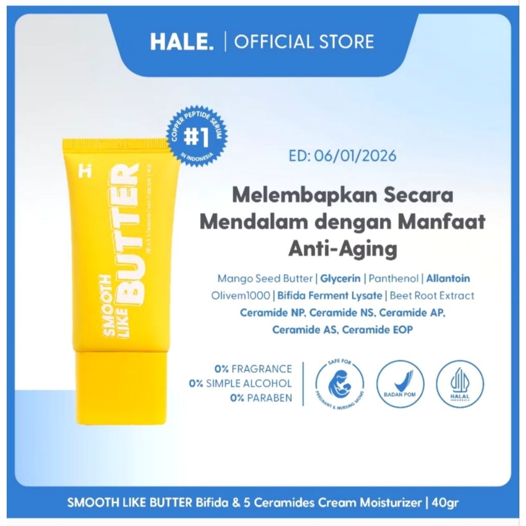 HALE Smooth Like Butter Bifida & 5 Ceramides Cream Moisturizer think hale