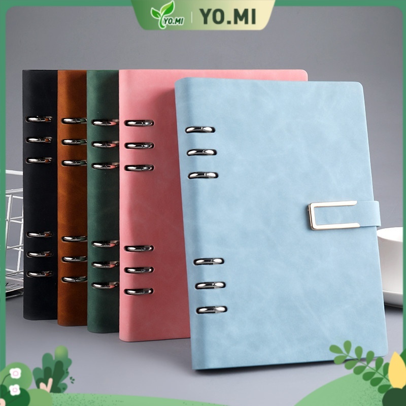 

Buku Catatan Kulit Sintetis PU, Ukuran A5, Pengikat Ring, Sampul Portabel, Aksesori Kantor dan Rumah