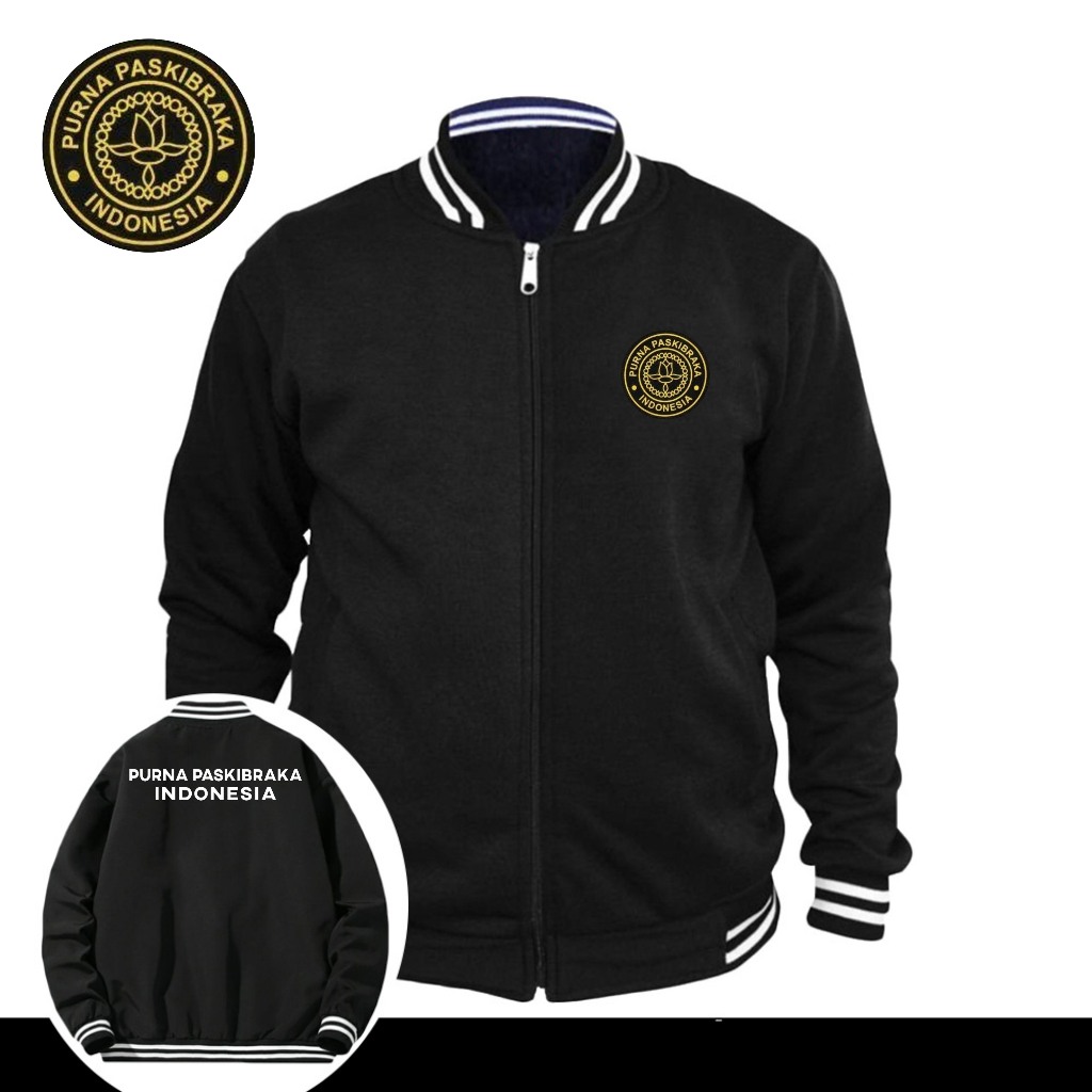 JAKET BASEBALL RESLETING PURNA PASKIBRAKA -JAKET DISTRO TERBARU-JAKET CUSTOM SABLON PURNA PASKIBRAKA