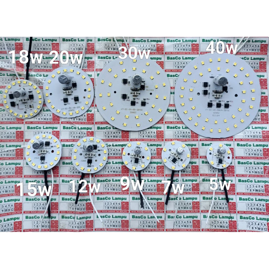 PCB LED AC EKONOMIS-5,7,9,12,15,18,20,30,40w cahaya putih terang