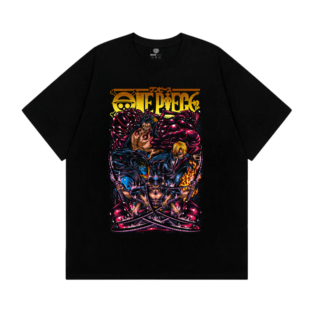 OYB Kaos One Piece Luffy Zoro Sanji Anime T-Shirt Baju Pria dan Wanita Lengan Pendek
