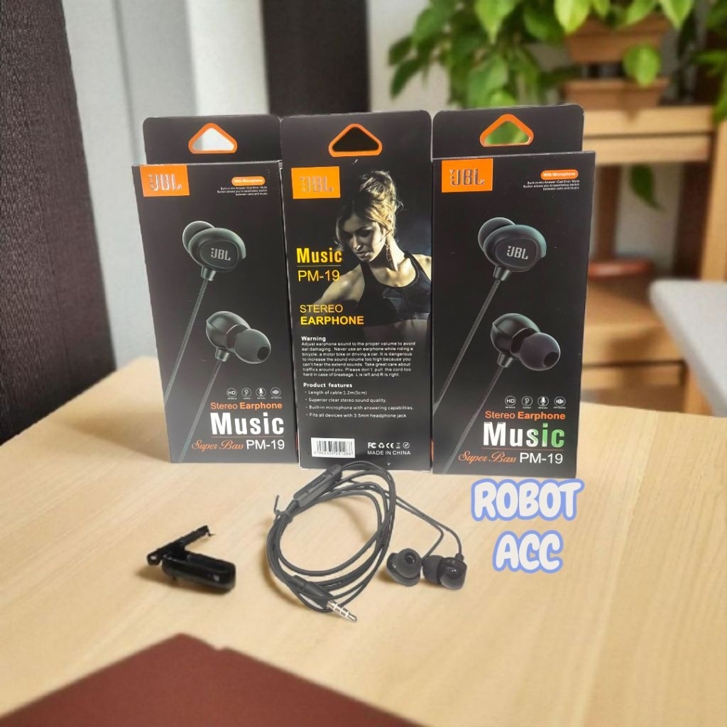 Headset JBL PM-19 Mini Bass Hansfree HF JBL PM-19 Bass Earphone Handset JBL PM-19 Stereo Bass