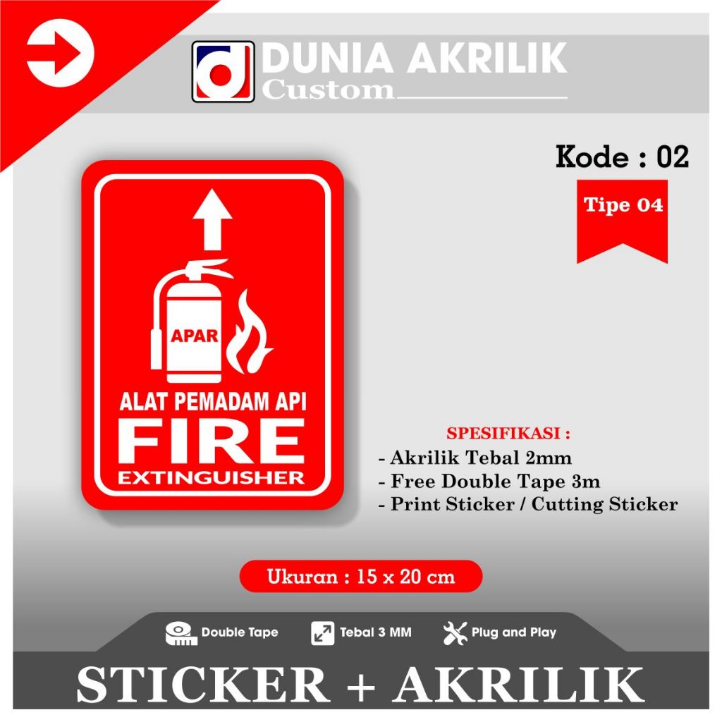 Akrilik Alat Pemadam Api Ringan Kode 2 Acrylic Custom Alat Pemadam Api Ringan