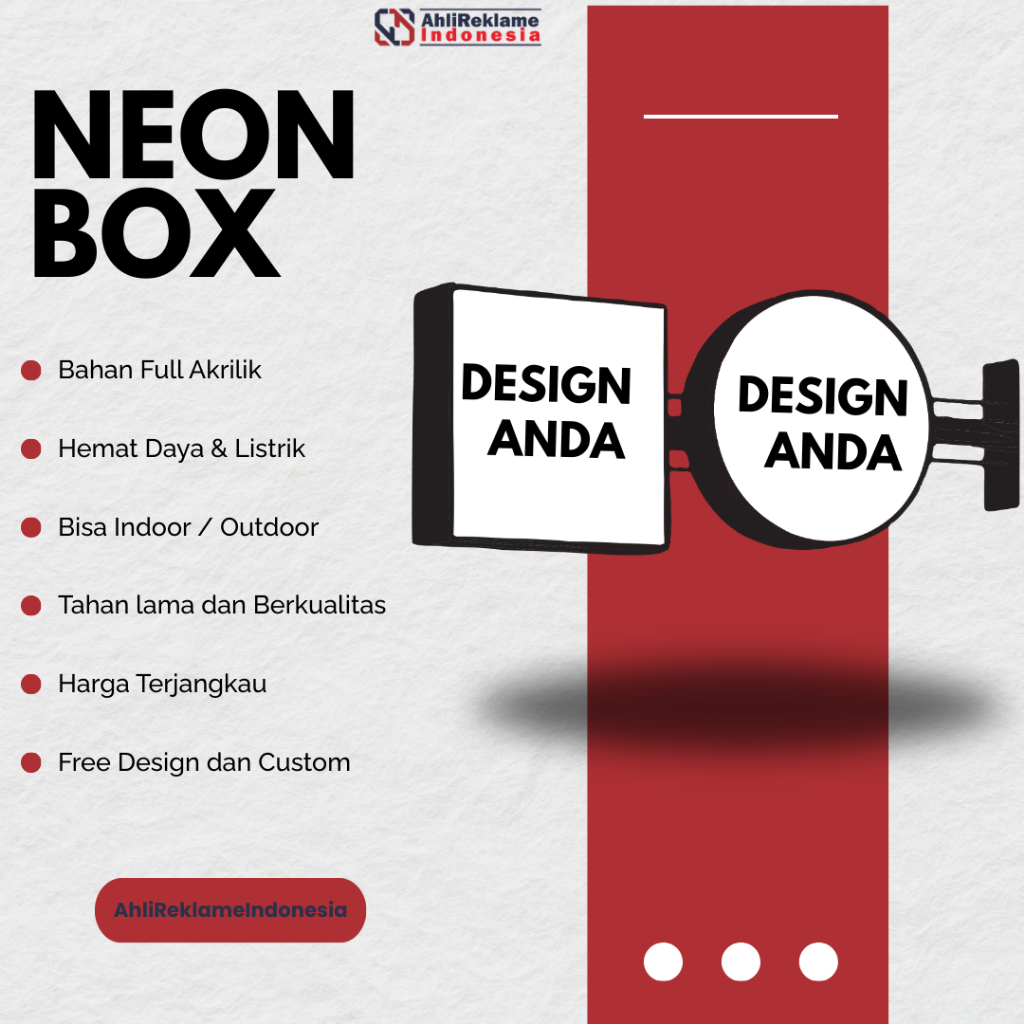 Neon Box Berkualitas Custom Indoor dan Outdoor / Neon Box Bulat Custom / Neon Box Serbaguna Murah