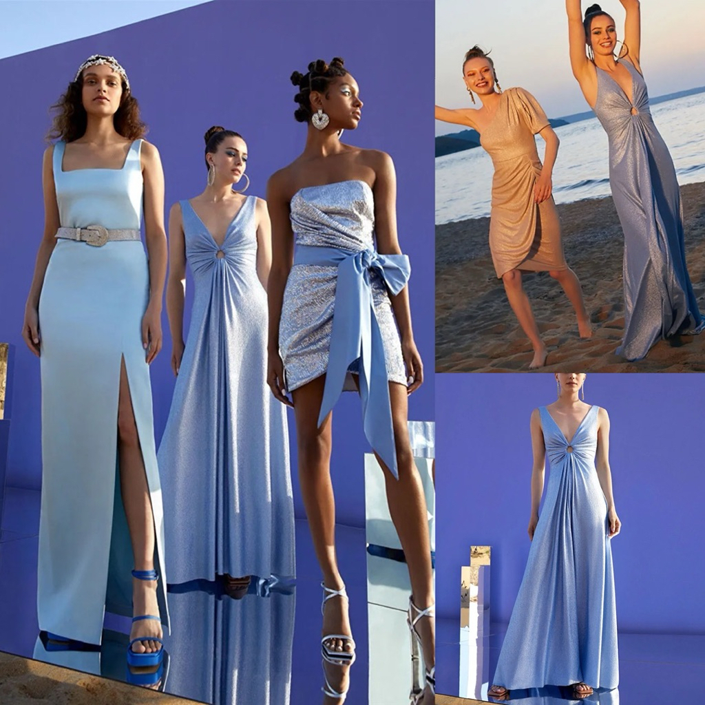 [NEW] Evening Dress Elegant Shimmery Blue Long Dress Bridesmaid Evening Gown Party Night Gaun Malam 