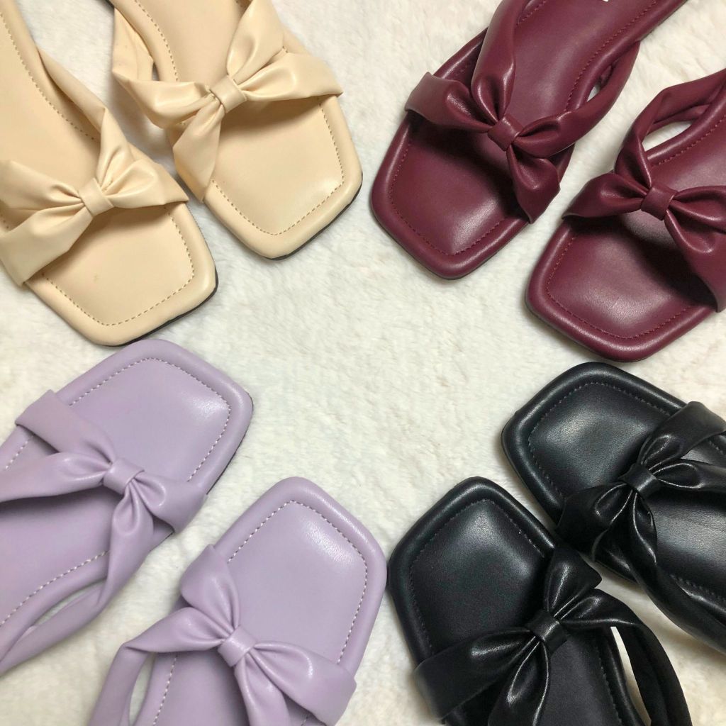 LAMORA Sandal Wanita Flat Teplek | Sandal Wanita Slip On Teplek | Sandal Model Pita Karet