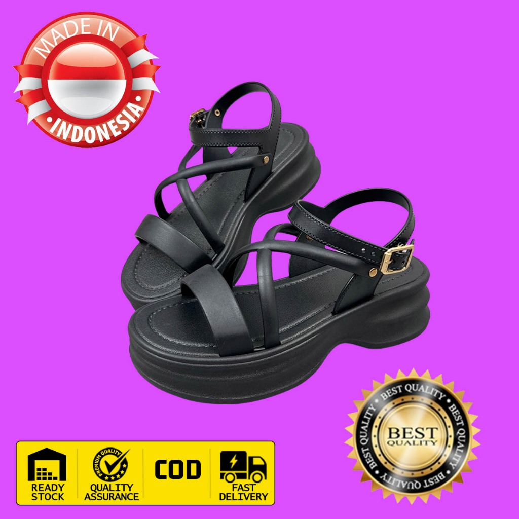 Hot - Sandal Wanita Jelly Wedges Anti Slip Tahan Air || Sandal Fuji Slop Karet Ringan Tahan Lama