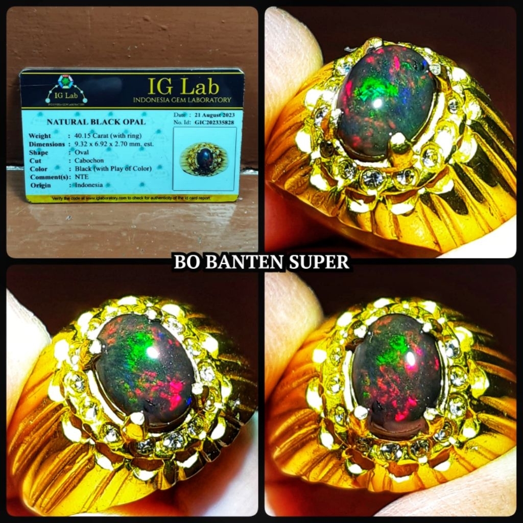 batu asli black opal super jarong banten indonesia + memo lab