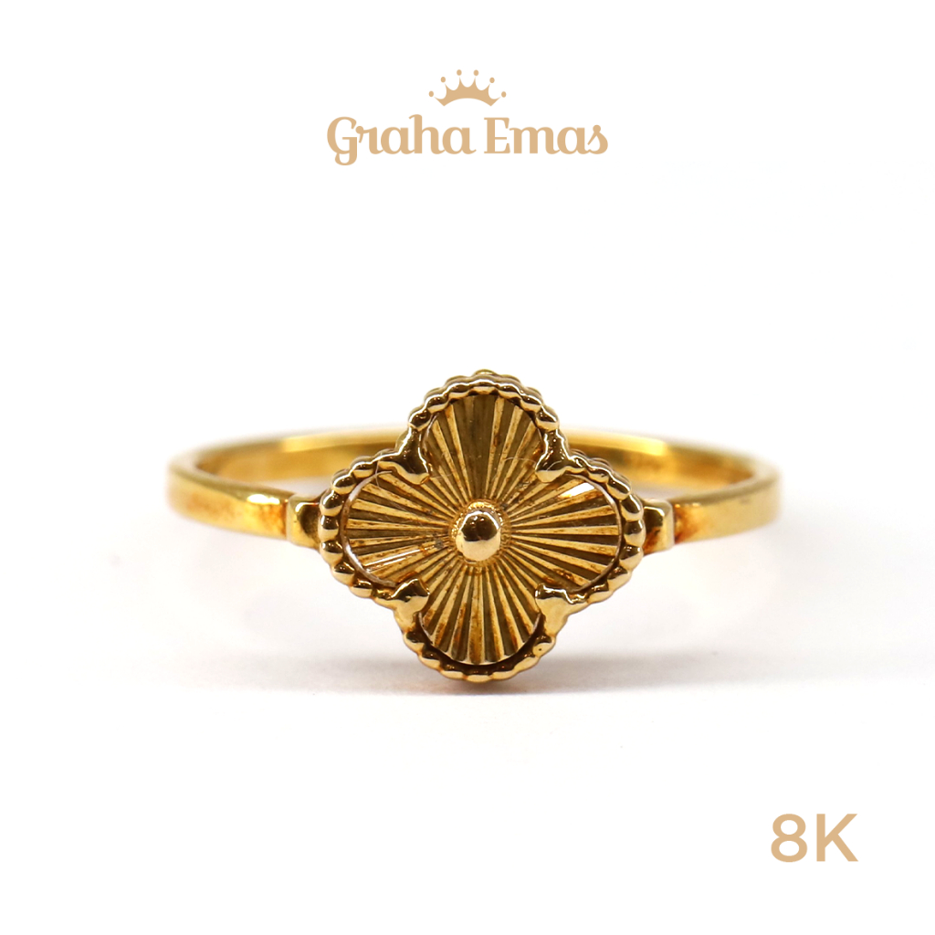 Graha Emas Cincin Emas Kuning Clover 8K - Yellow Gold Ring Clover Model 8ct [ 0027 ]