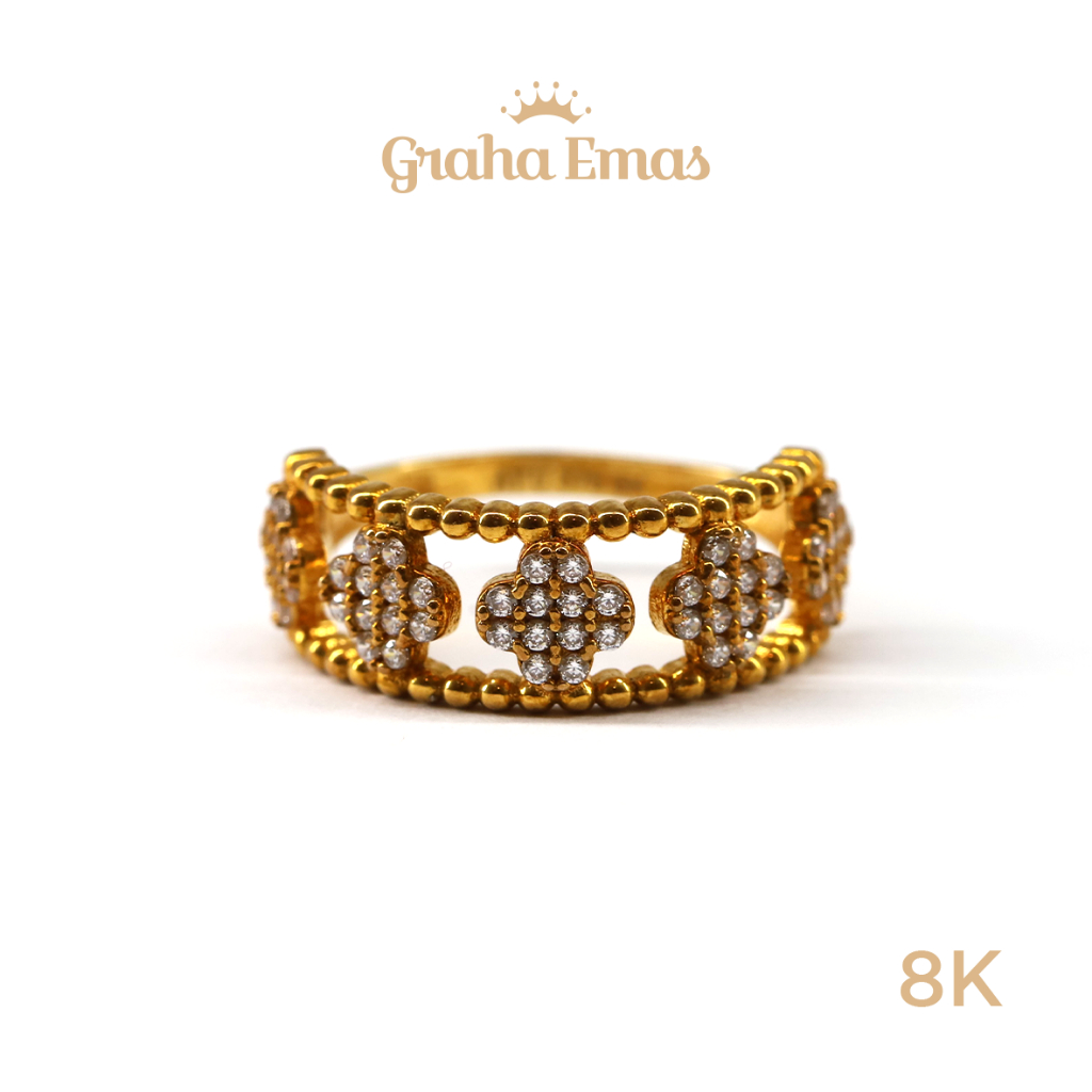 Graha Emas Cincin Emas Kuning Clover 8K - Yellow Gold Ring Clover Model 8ct [ 0033 ]