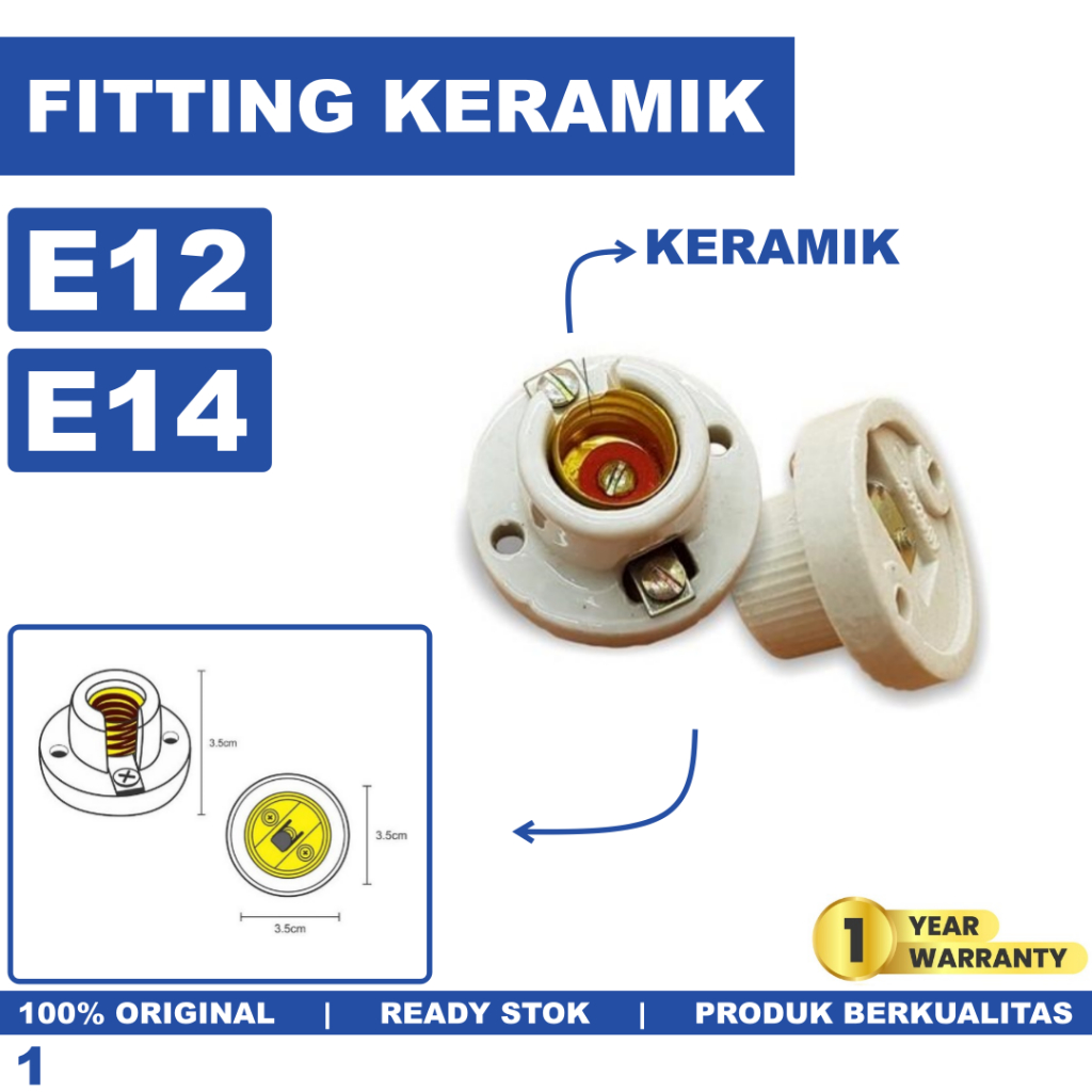 Fitting Lampu E14 E12 Keramik Porcelain Fiting Plafon E 14 E 12 Fitting Tahan Panas