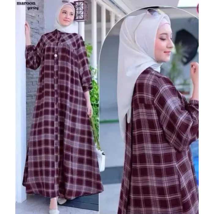 GAMIS  KOTAK KEKINIAN GAMIS GAURI JUMBO #Dress Maxi Kotak Motif Kotak//GAMIS TERBARU