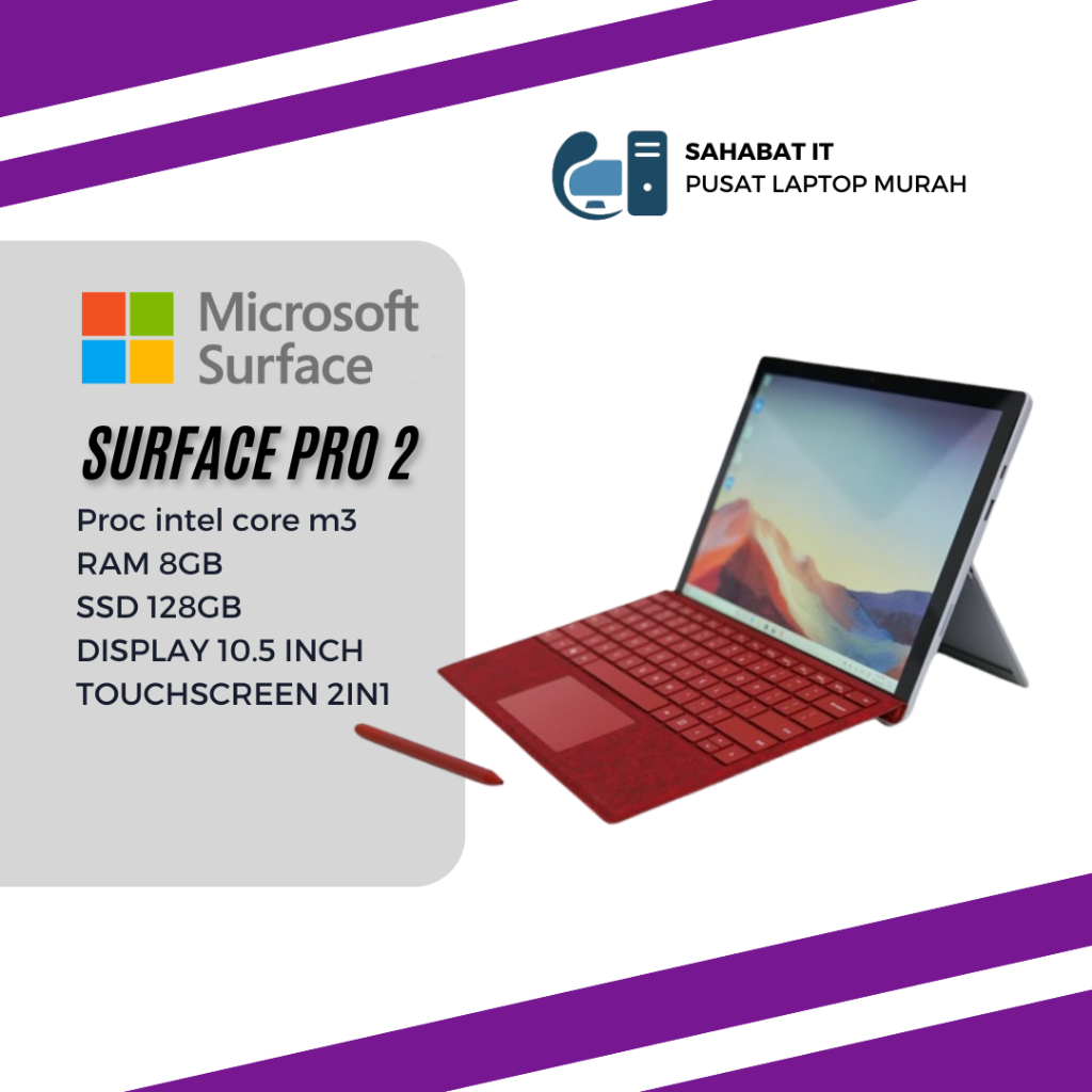 LAPTOP PELAJAR || Laptop Second Premium Microsoft Surface Go 2 Intel M3-8100Y 8GB RAM 128GB SSD Wind