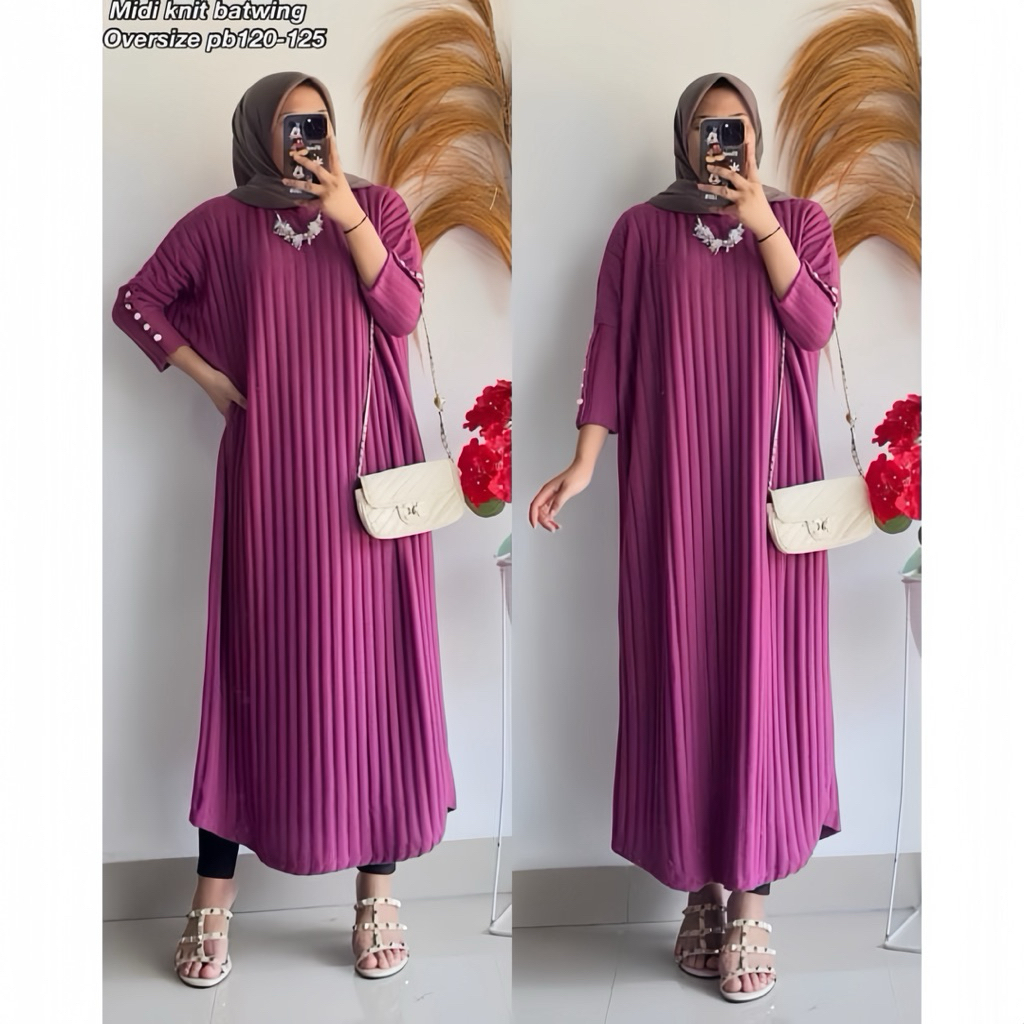 GABY MIDI / DRESS MIDI BAHAN KAOS KNIT BEST SELLER / GAMIS KNIT IMPORT PREMIUM outfit kondangan Mewa