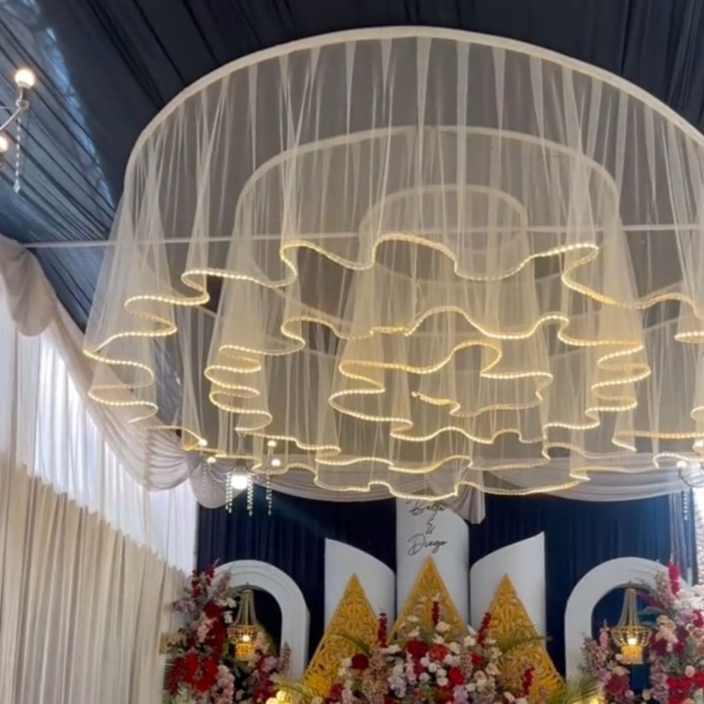 lampu skriting dekorasi wedding. pelaminan. lampu led.lampu kain.lampu dekorasi tenda pelaminan