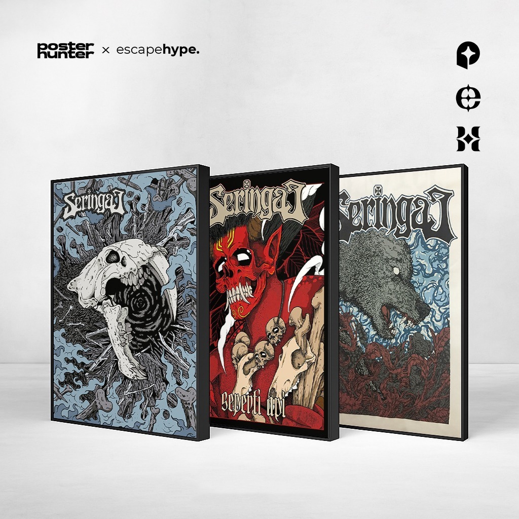 Poster Band Frameblock SERINGAI Frame Block - Dekorasi Dinding Band Metal Rock Retro Bingkai Wall De