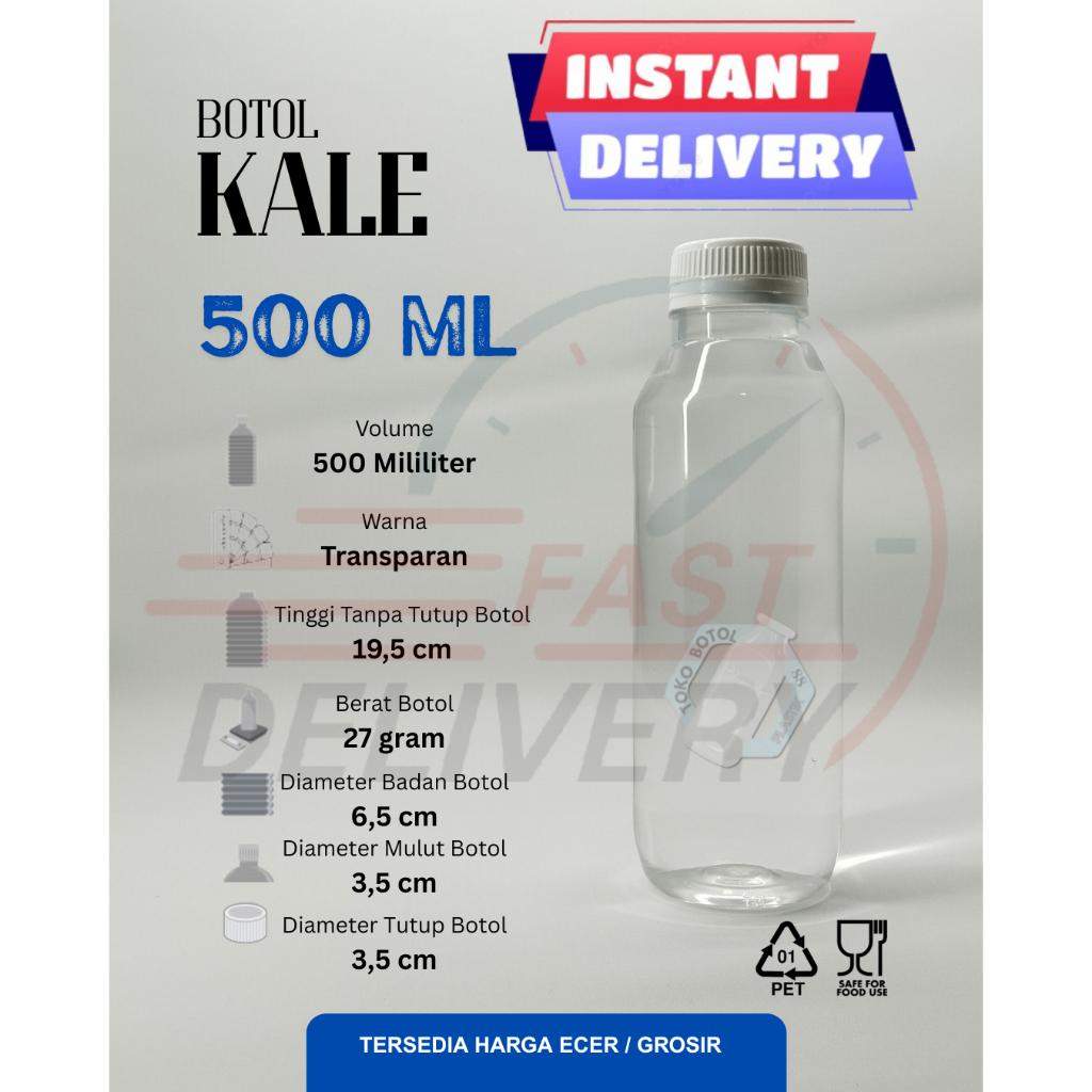 (INSTAN ECER)Botol Kale 500ML / Botol Plastik Tebal 500ML / Botol Plastik 500ml / Botol Plastik PET 