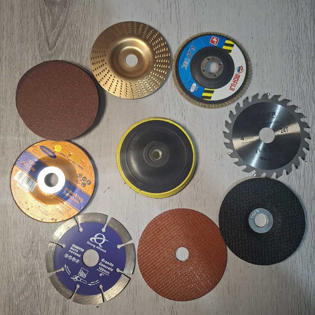 PAKET 17Pcs Mata Gerinda Pisau Potong Poles Amplas Besi Kayu Keramik 4" - Mata Pisau Gerinda Potong 