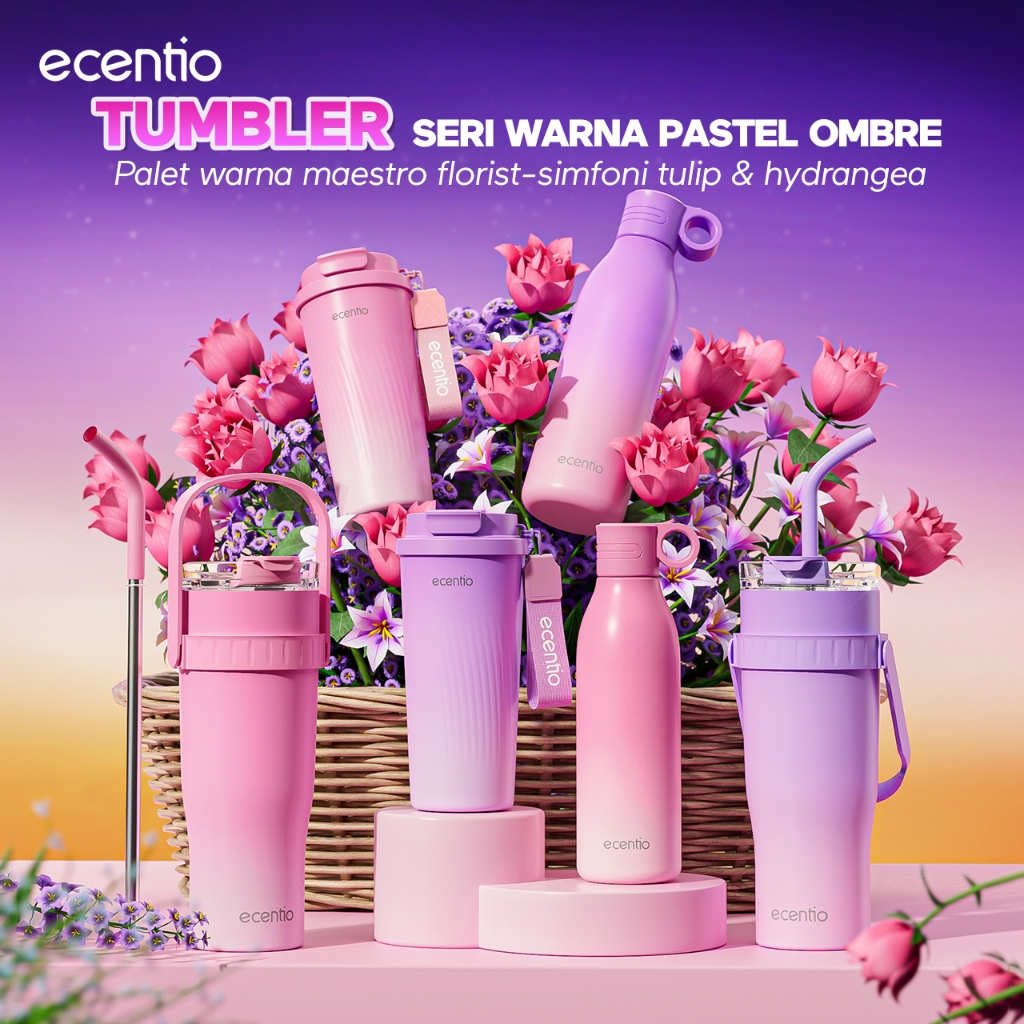 [Gradien Aesthetic Series] ecentio Warna Macaron Tumbler Stainless Aesthetic Double Vacuum Insulated