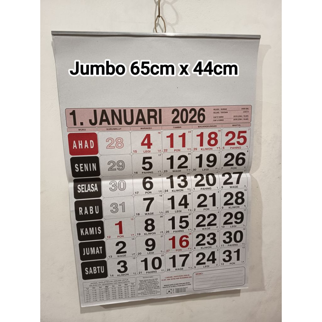 (Grosir)kalender dinding 2026 - kalender almanak jawa / kalender kertas jumbo