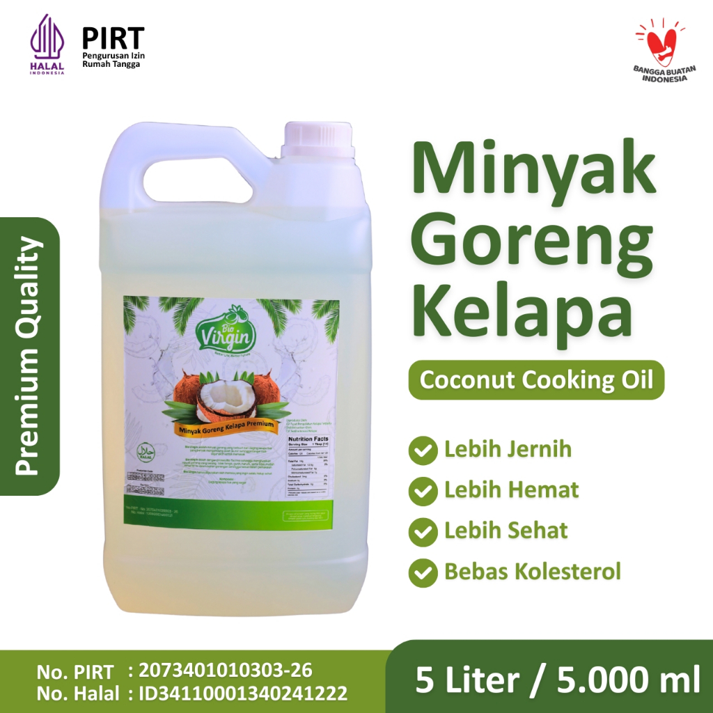

Bio Virgin Minyak Goreng Kelapa Coconut Cooking Oil Organik non RBD 5 Liter