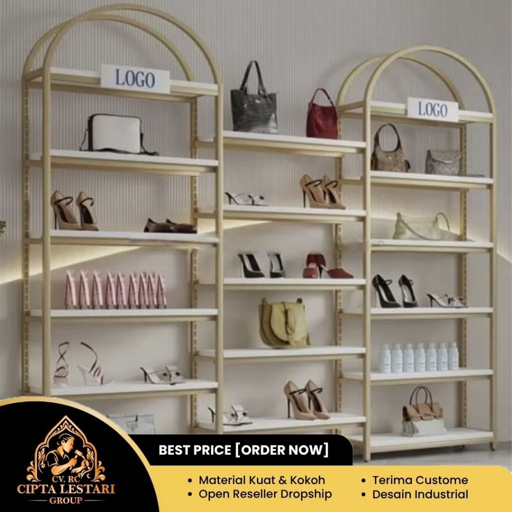 Rak Gandeng Display Toko Tas Sepatu | Rak Display Retail | TERKOKOH