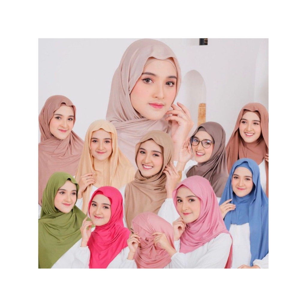 Pashmina Inner Jersey Menutup Leher / Pashmina Kaos Premium / Jilbab Instan Panjang Muslimah