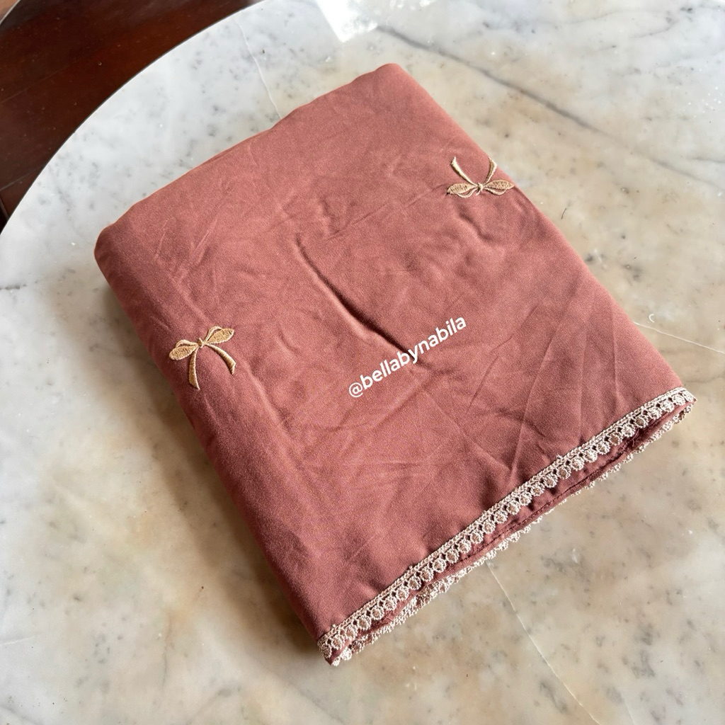 Promo  Bella - Mukena Bordir Coquette Terusan Rayon Twill Mukena Lajuran Rayon Premium Bordir