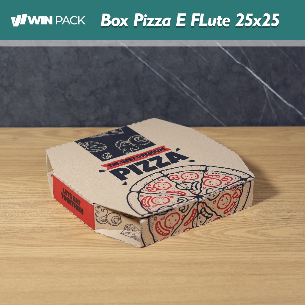 Isi 20 Pcs Box Dus Pizza  26x26 | Bahan E Flute | Motif