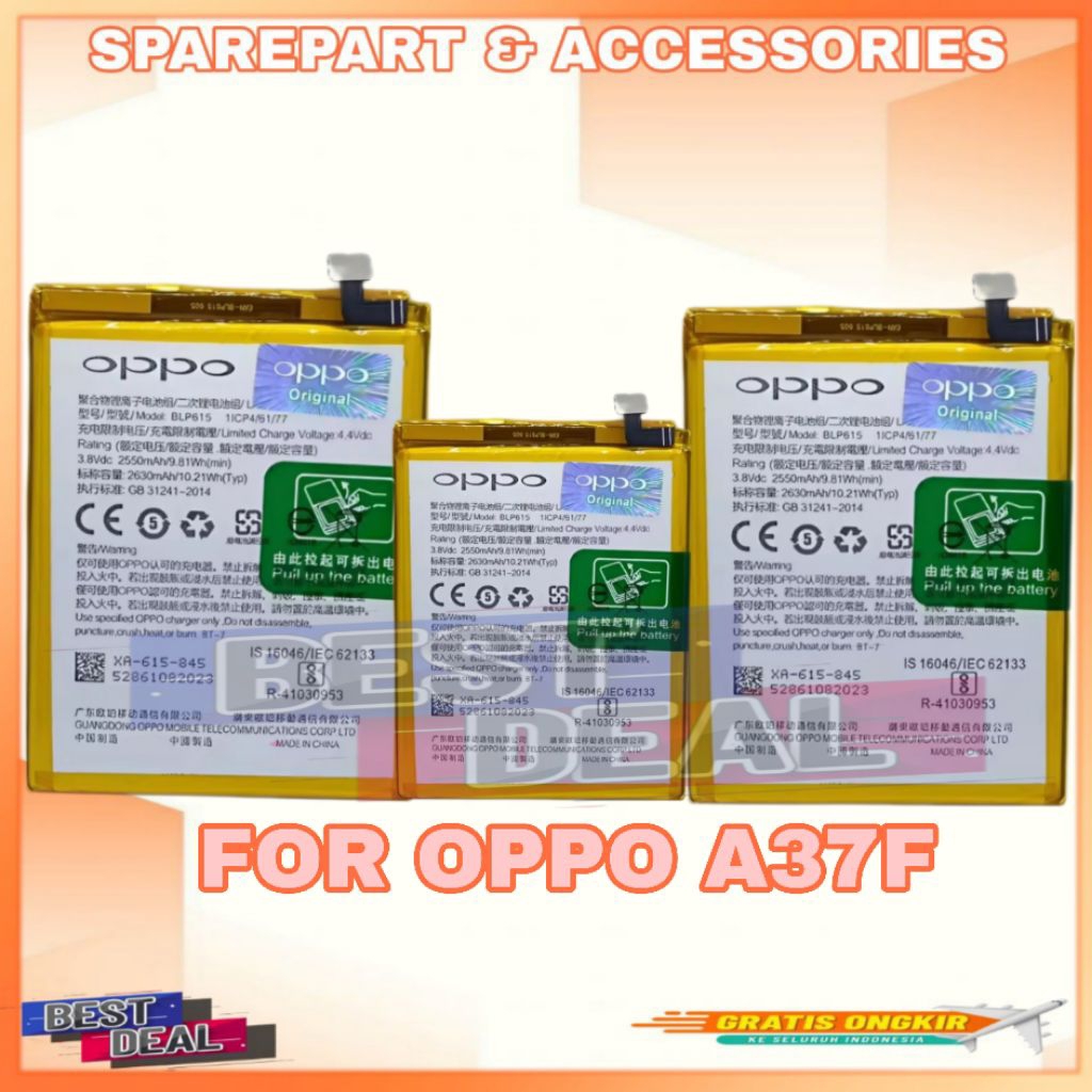 Batre Hp Oppo A37F BLP615 Baterai Battery Oppo A37F 2630mAh (bestdealid)