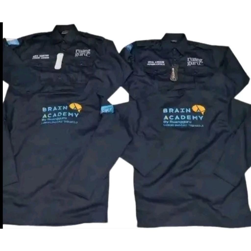 Kemeja Kerja Ruang Guru Seragam Kerja Ruang Guru Baju Pdh Ruang Guru Navy Lengan Panjang