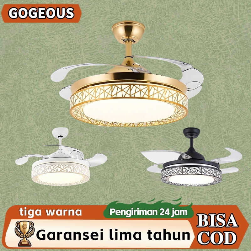 lampu kipas angin remote control 42Inci Remote 6 Kecepatan 3 Warna lampu kipas angin plafon lampu ki