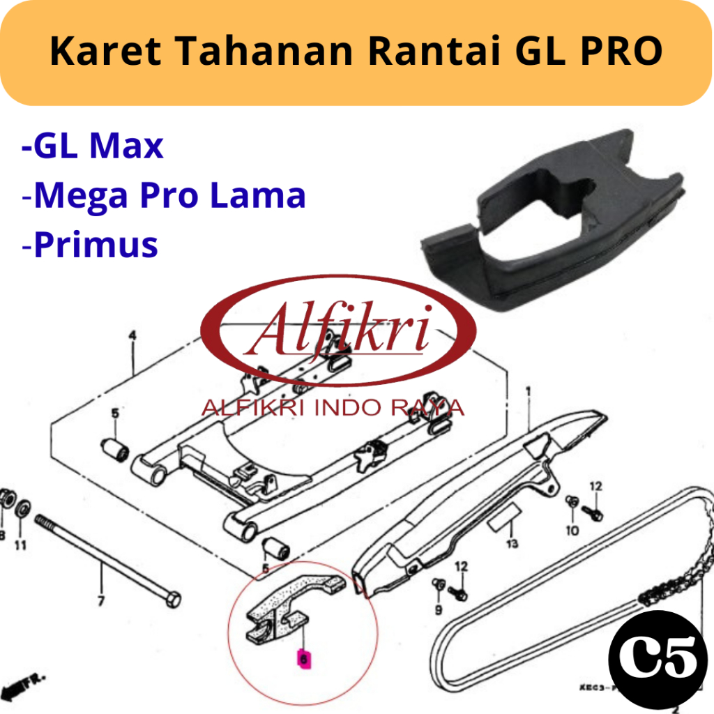 C5 Slider Chain Bantalan Penahan Peredam Setelan Rante Arm GL Max Mega Pro Lama Primus - Karet Tahan
