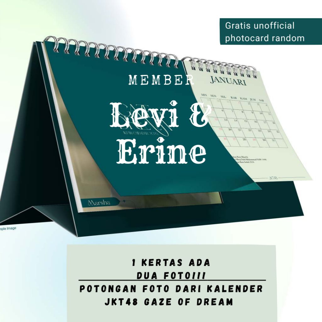 POTONGAN FOTO DARI KALENDER JKT48 GAZE OF DREAM 2025/MEMBER ERINE & LEVI/1 KERTAS ADA DUA FOTO