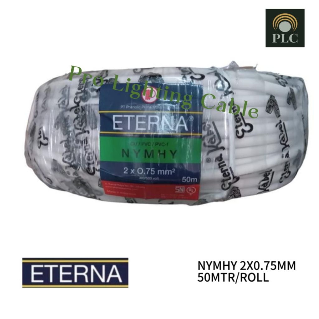Kabel Eterna NYMHY 2X0,75 2X0.75 mm Rol 50 Meter