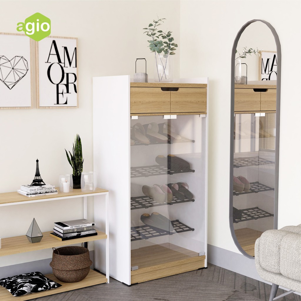 Oggi - Rak Sepatu Susun Tertutup / Rak Sepatu Tertutup Anti Debu / Lemari Sepatu Minimalis Aesthetic