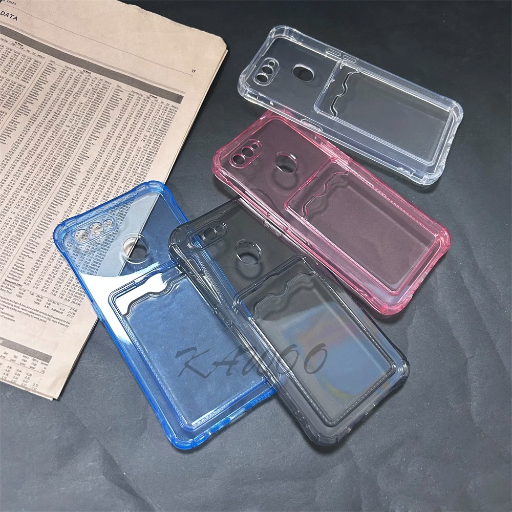 Casing Oppo A5S A7 A12 A11K F9 A3S Case Clear Wallet Slot Card Silicone Bening Softcase Transparan
