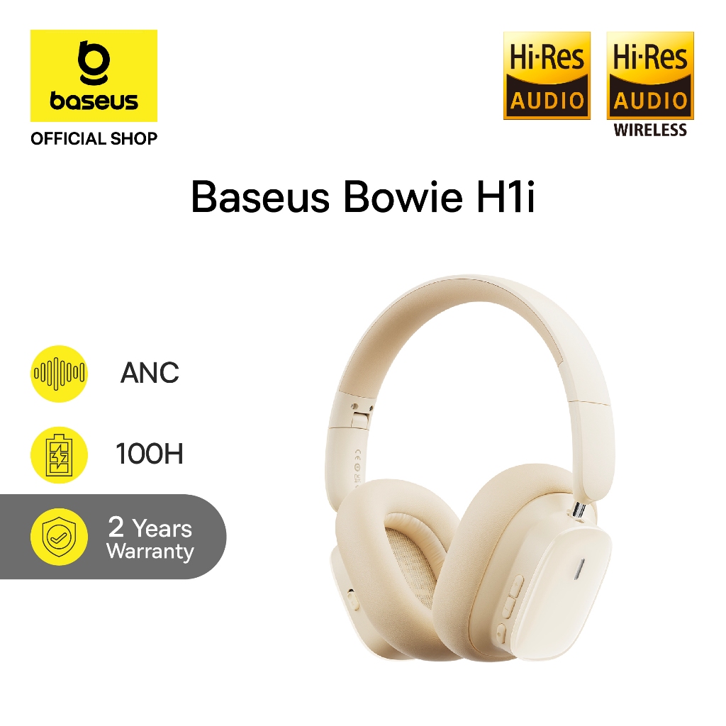 Baseus Headphone H1i ANC Hi-Res Noise-Cancellation Wireless Super Bass Bantalan Lembut