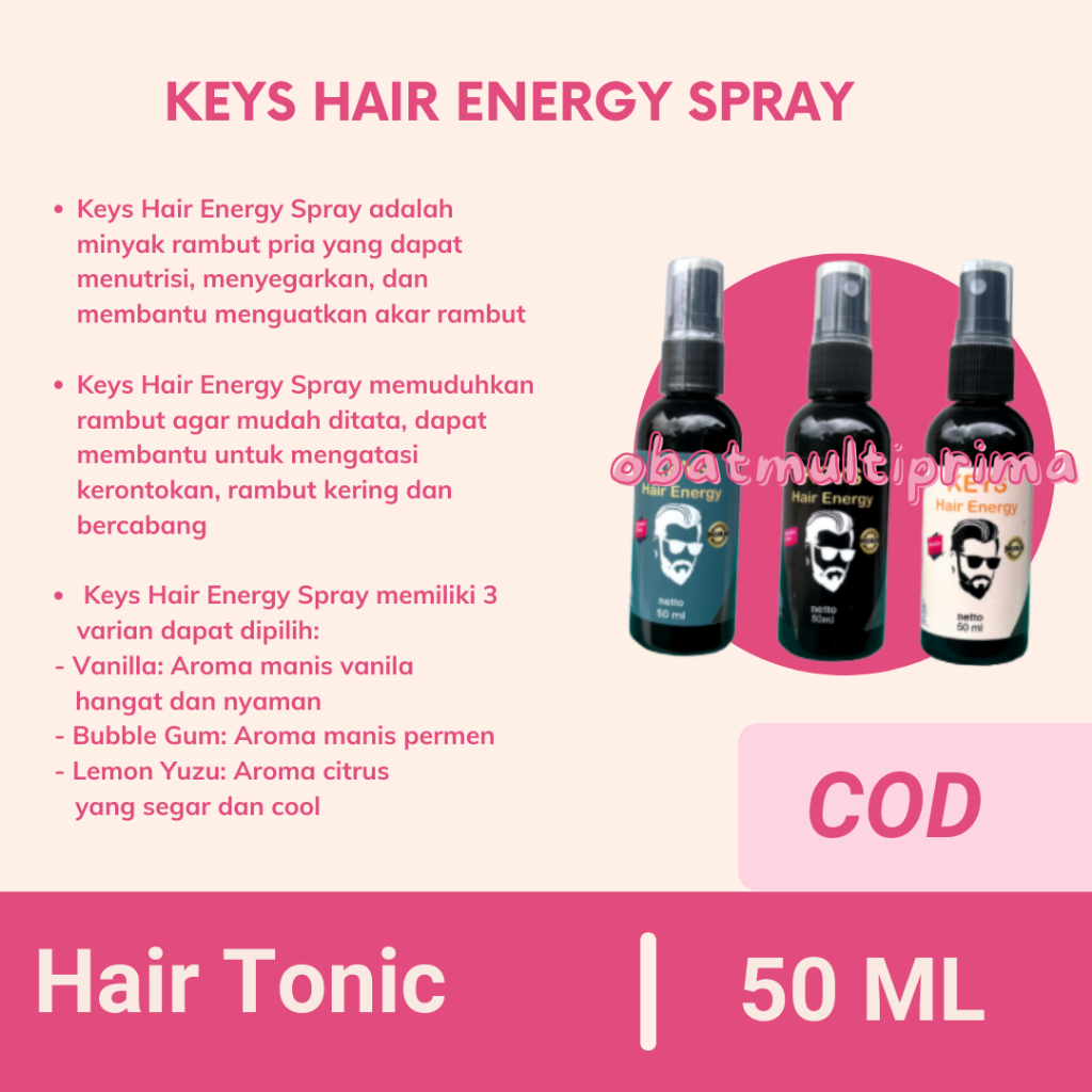 Keys Hair Energy Spray Makassar - Styling Minyak Rambut Pria Klimis Mengilap Wangi