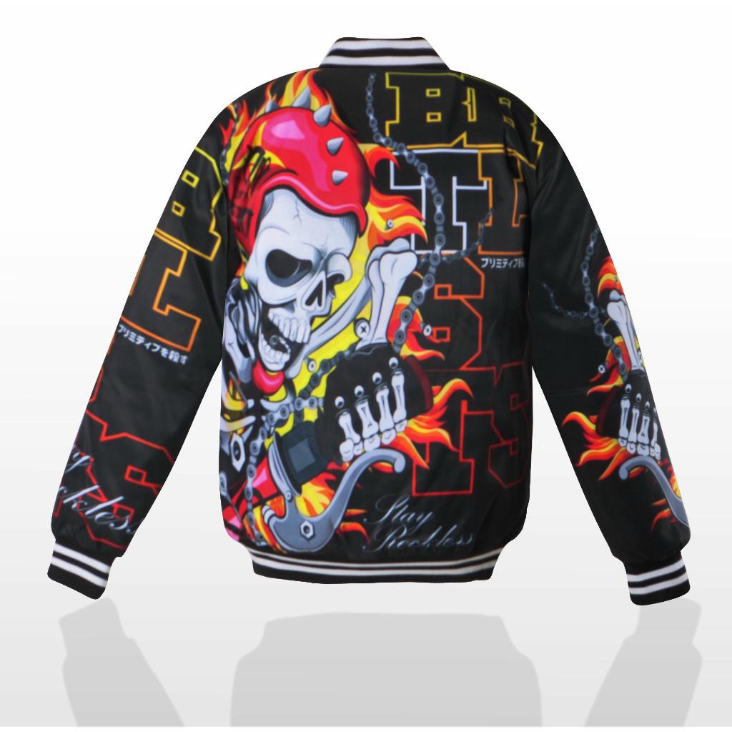 DISKON BRUTALISTS DENIM - BASEBALL VARSITY UNISEX GHOST RIDER