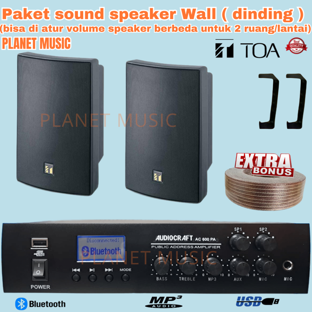Paket Sound Musik Cafe 2 Titik Speaker TOA ZS-1030  Original Ampli Bluetooth