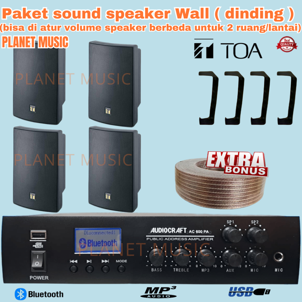 Paket Sound Musik Cafe 4 Titik Speaker TOA ZS-1030  Original Ampli Bluetooth