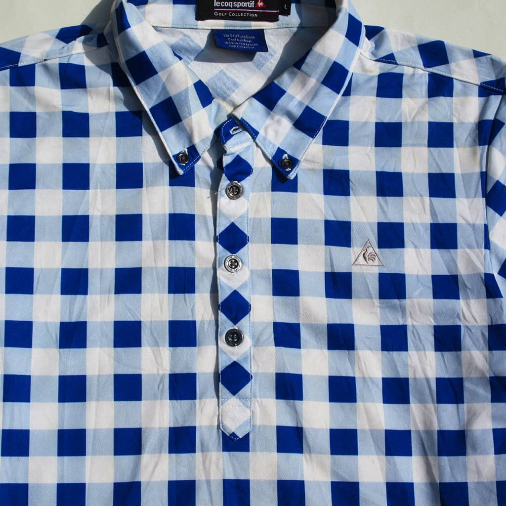 Le Coq Sportif  French Icon Gingham  With button up down  Jersey material  PxL : 73 x 53 cm