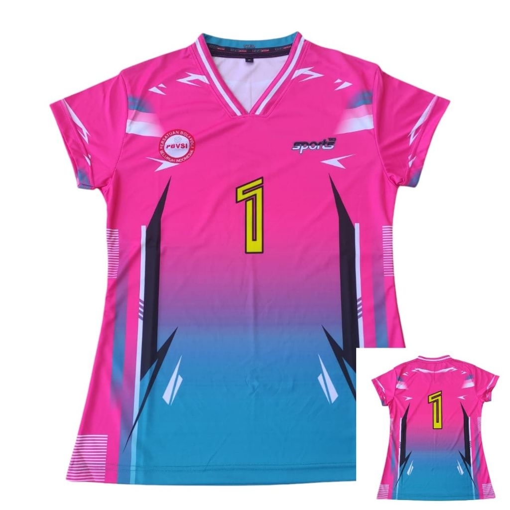 kaos voli wanita terbaru full printing depan belakang