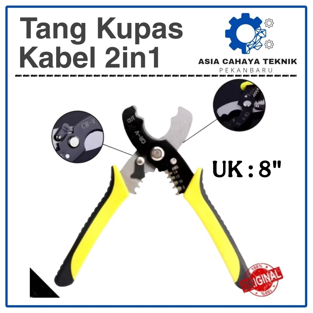 Tang Potong Kupas Kabel Listrik 8 Inch Tajam Pengupas Kulit Kabel Electrical Cabel Striper 8"