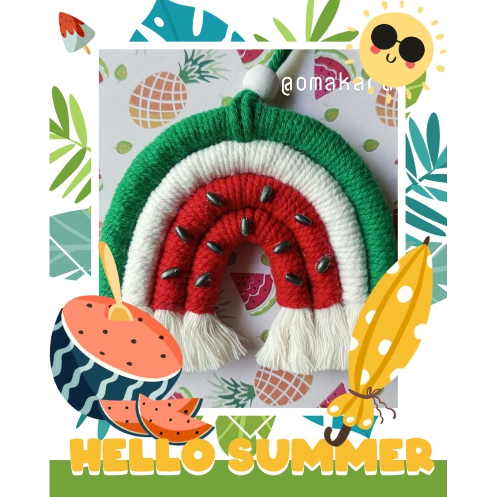 OMAKARAME FRUIT RAINBOW Macrame Makrame Pelangi Gantungan Kunci Tas Mobil Bros Magnet Tempelan Kulka