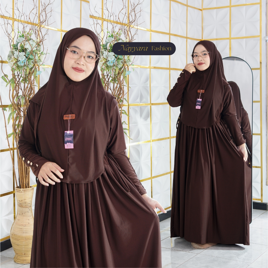 Gamis Innara Abayya Set Kerudung Terbaru Bahan Jersey Premium Busui Friendly