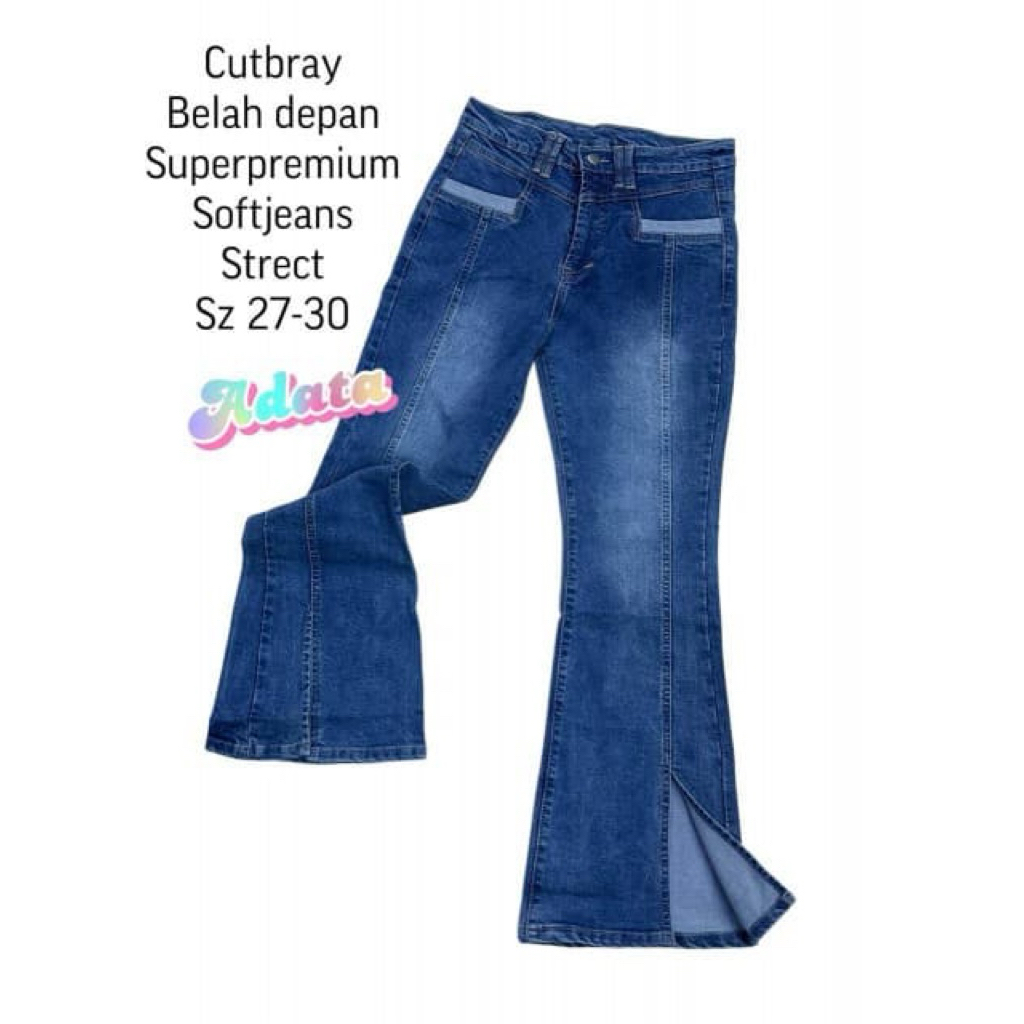 ARB26 - ADT - Celana Cutbray Jeans Blue Belah Depan