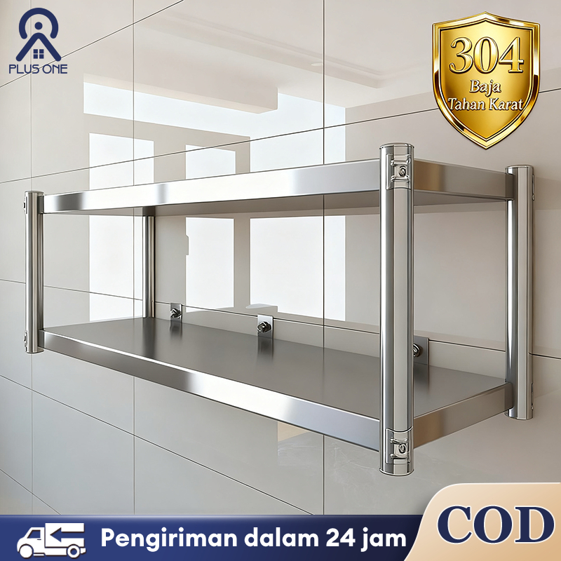 [304] Rak Dinding Dapur Stainless Steel Rak Microwave Rak Oven Multifungsi Rak Oven Microwave Rak Di