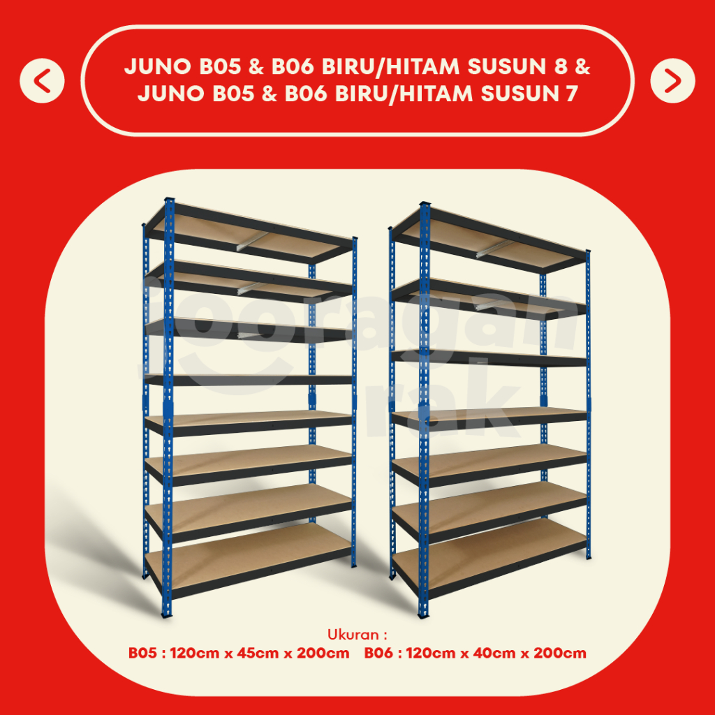 KRISBOW RAK BESI GUDANG SIKU LUBANG SERBAGUNA TIDAK PERLU BAUT HEAVY DUTY | BIRU - HITAM